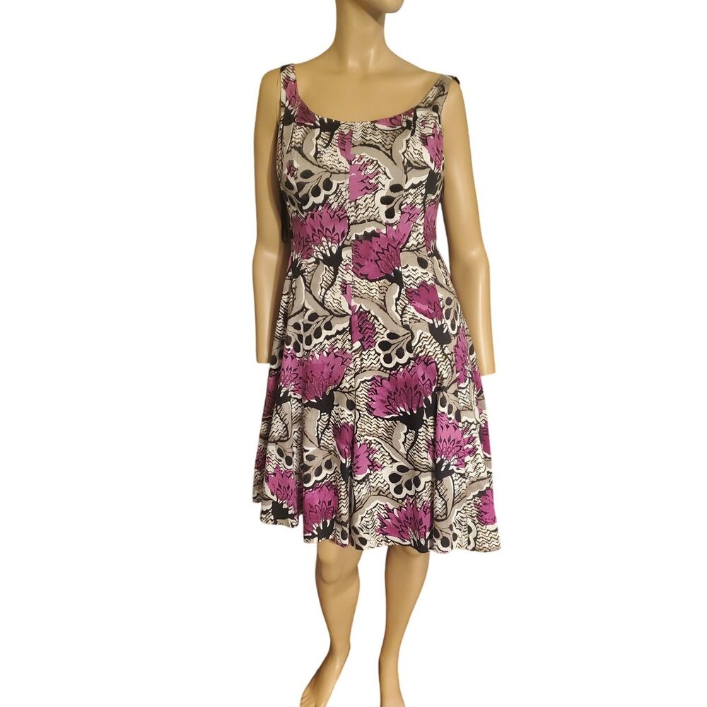 Nine West Sleeveless Floral Print Lined Dress Woman's Size 10